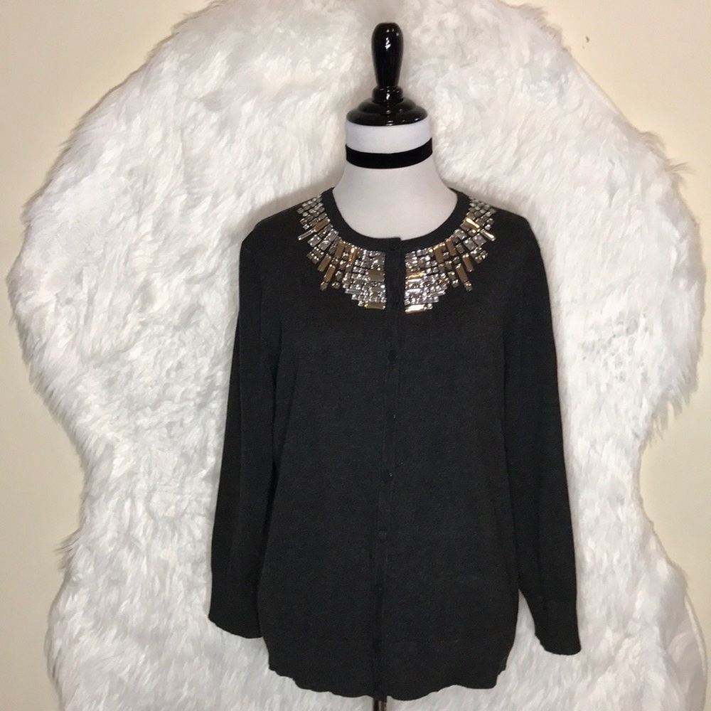 Cable & Gauge Gray Embellished Cardigan - Picture 2 of 7
